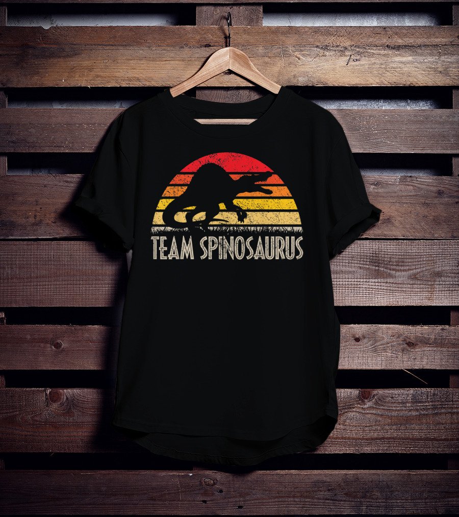 Team Spinosaurus Retro Sunset Silhouette Dinosaur T-Shirt