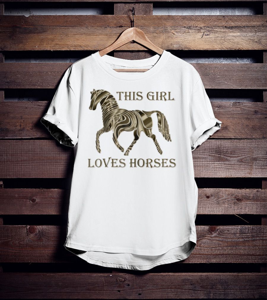 This Girl Loves Horses 3D Metallic Horse T-Shirt