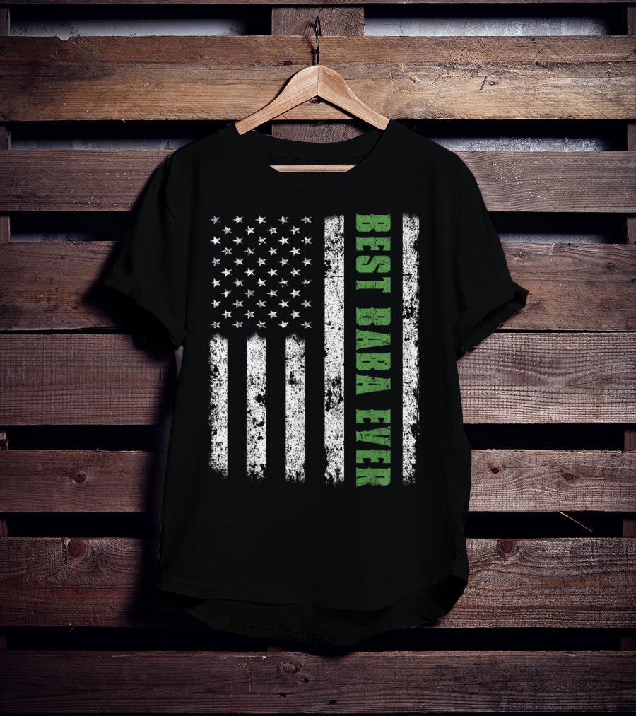 Best Baba Ever American Flag Papa Father USA T-Shirt