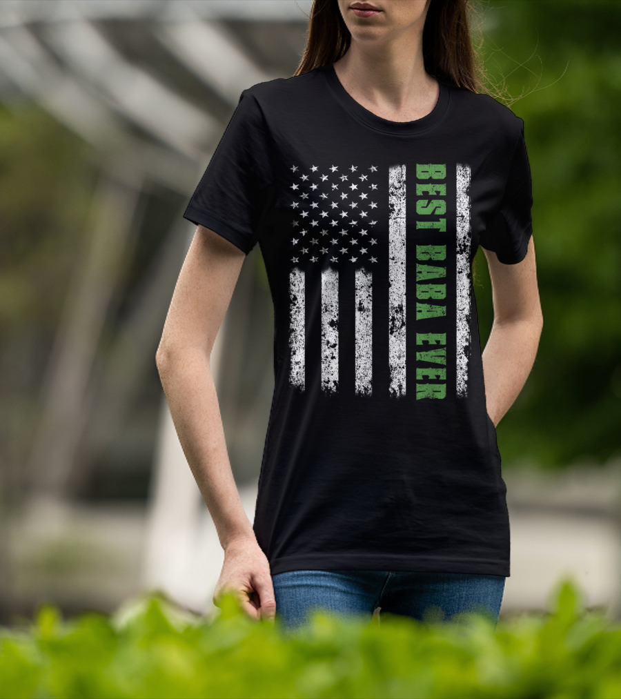 Best Baba Ever American Flag Papa Father USA T-Shirt