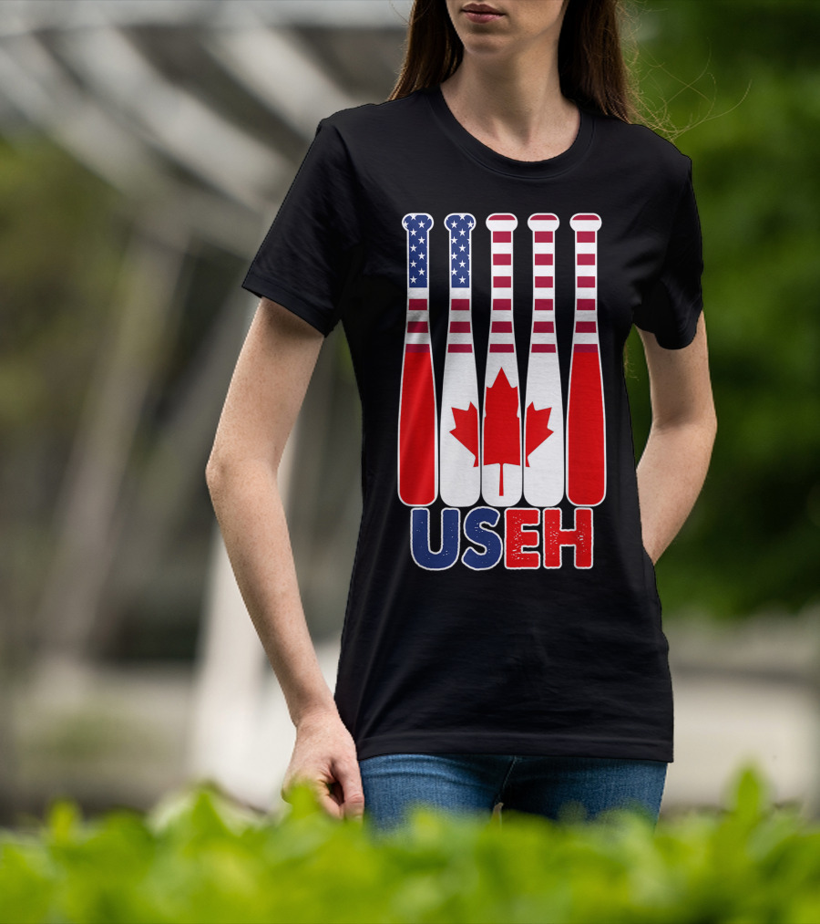 Useh America Canada Flag Baseball Bats Canada Day T-Shirt