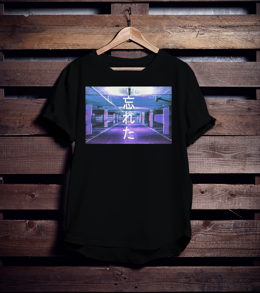 Forgotten Vaporwave Aesthetic Underground Parking Scene Japanese Text T-Shirt