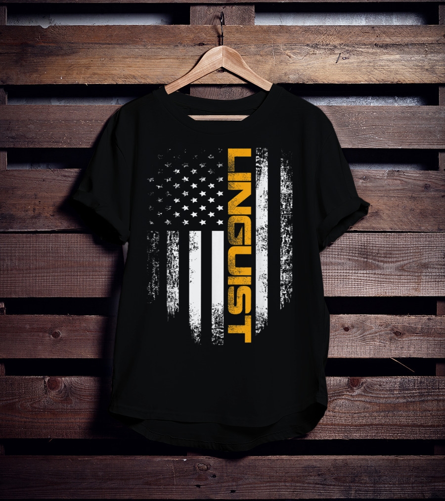 Vintage American USA Flag Linguist Cool T-Shirt