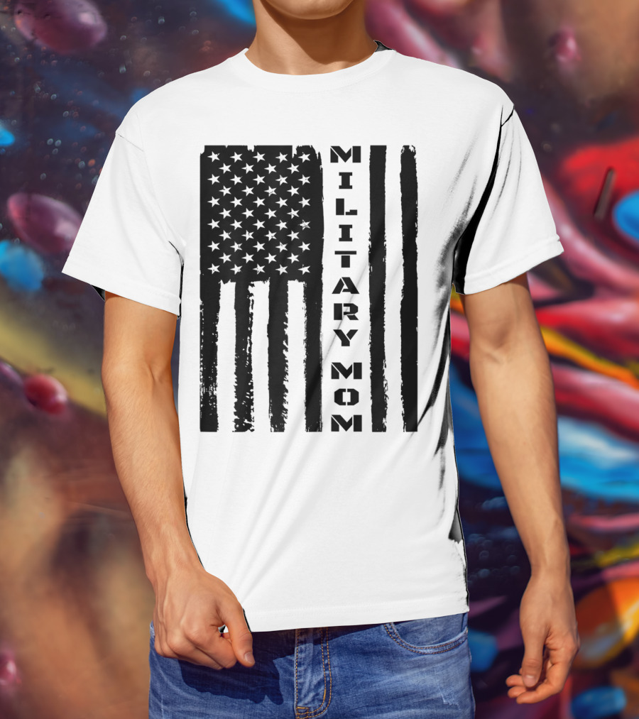 Military Mom American Flag Veteran's Pride T-Shirt