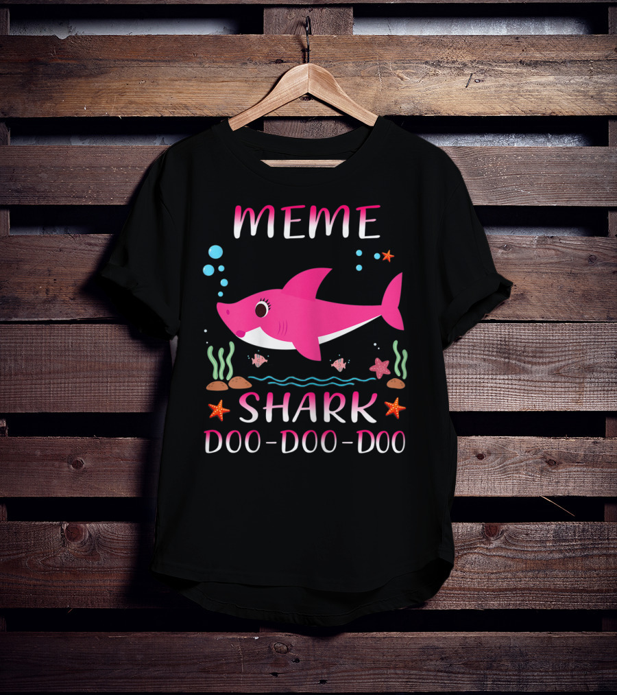 Meme Shark Doo-Doo-Doo Pink Cartoon T-Shirt