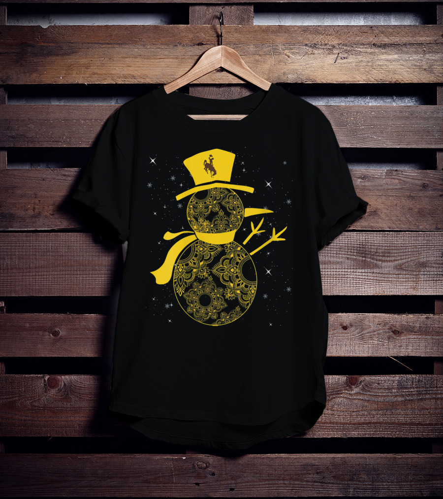 Wyoming Cowboys Mandala Snowman With Cowboy Hat T-Shirt