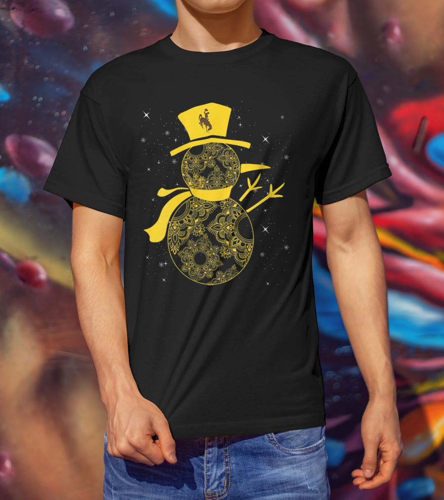 Wyoming Cowboys Mandala Snowman With Cowboy Hat T-Shirt