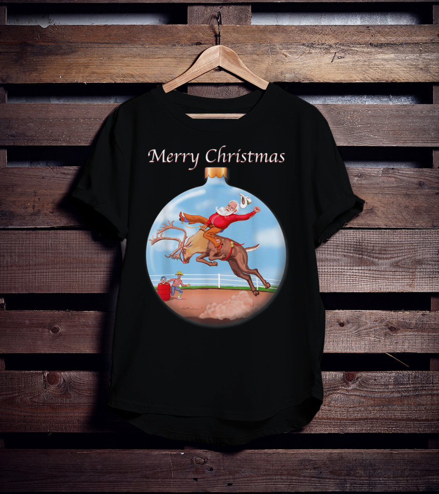 Merry Christmas Santa Claus Riding Rudolph T-Shirt