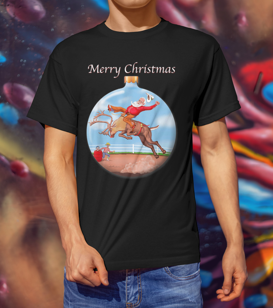 Merry Christmas Santa Claus Riding Rudolph T-Shirt
