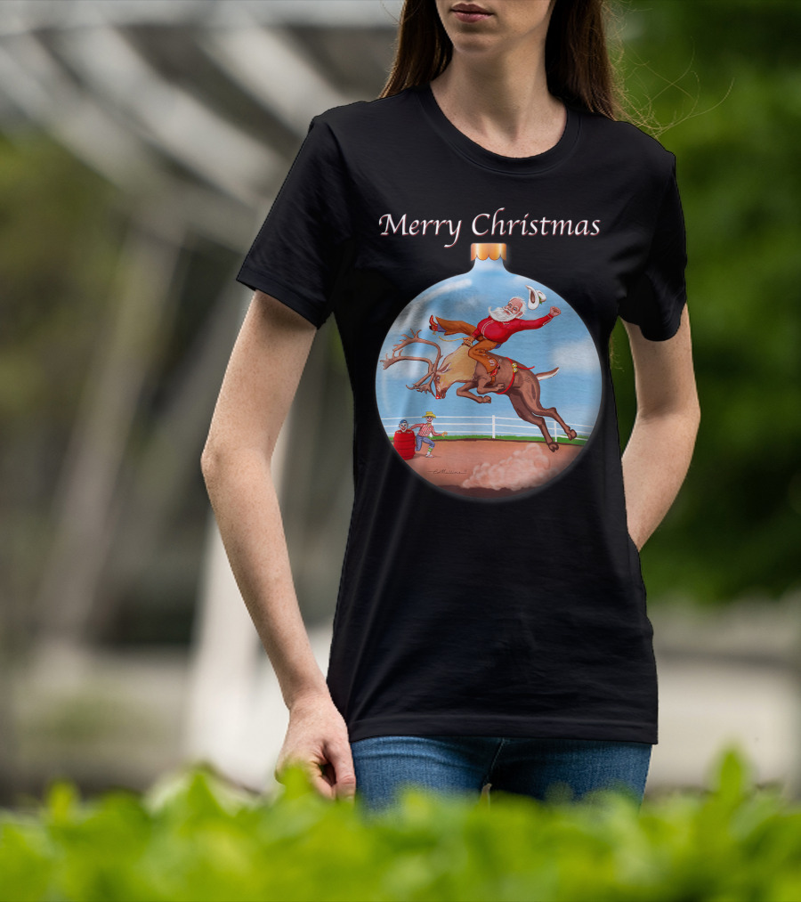 Merry Christmas Santa Claus Riding Rudolph T-Shirt