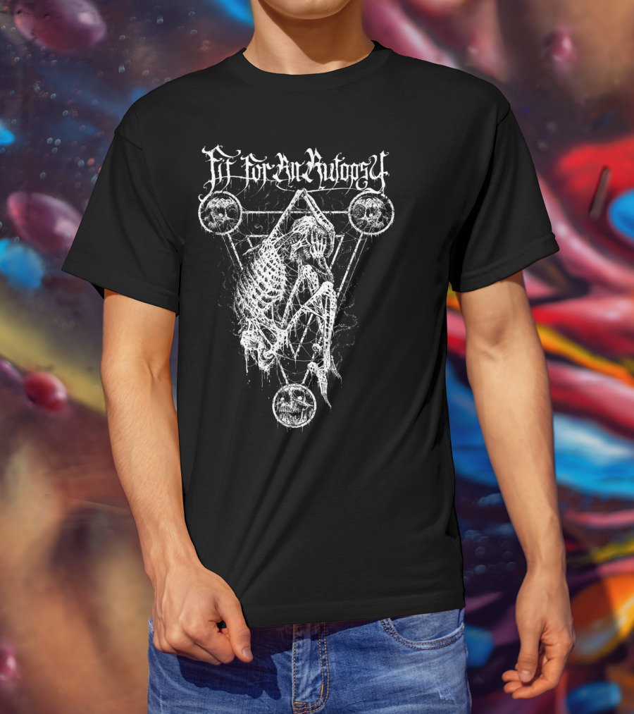 Fitforanautopsy Skeleton With Triangular Geometric Skull T-Shirt