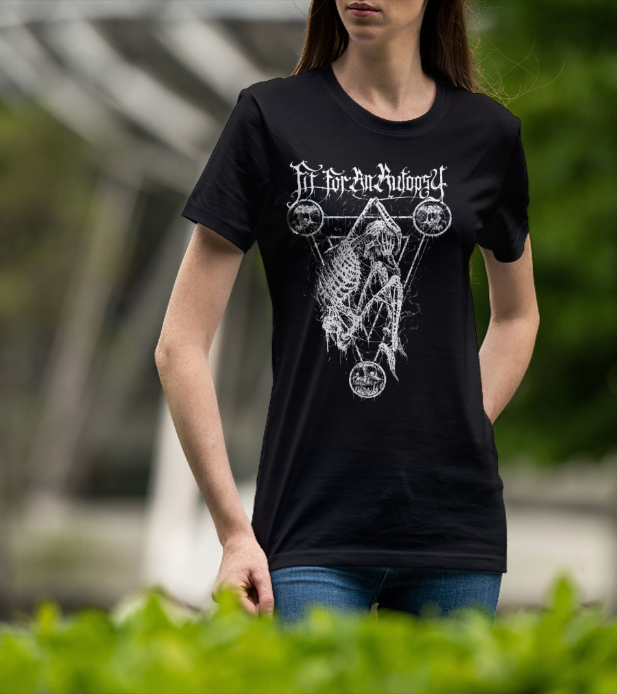 Fitforanautopsy Skeleton With Triangular Geometric Skull T-Shirt