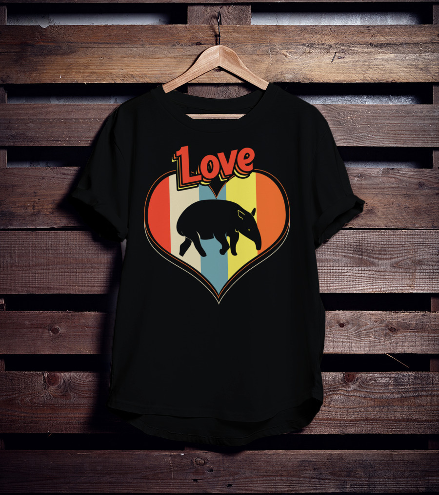 Love Heart Tapir Vintage Stripe T-Shirt