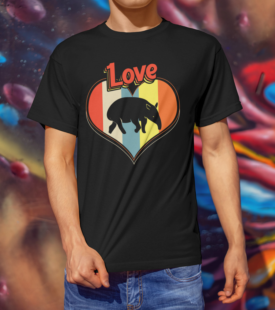 Love Heart Tapir Vintage Stripe T-Shirt