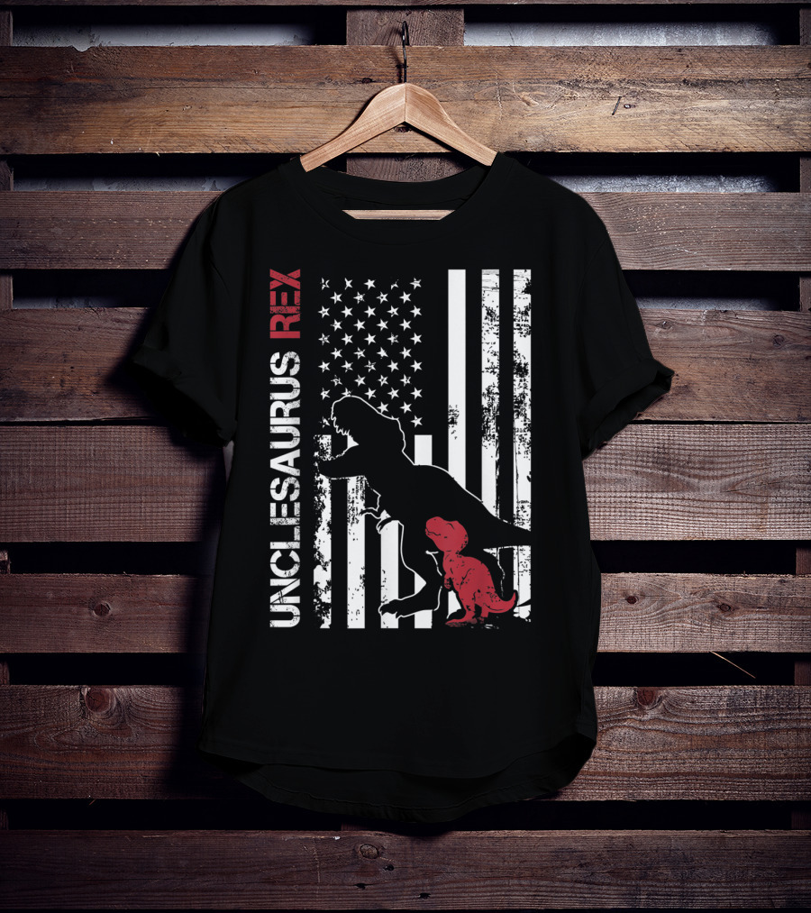 Unclesaurus Rex Dinosaur USA Flag Family T-Shirt
