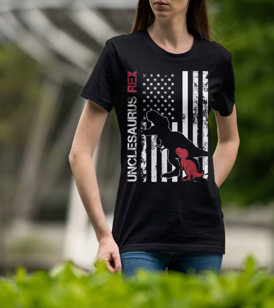 Unclesaurus Rex Dinosaur USA Flag Family T-Shirt