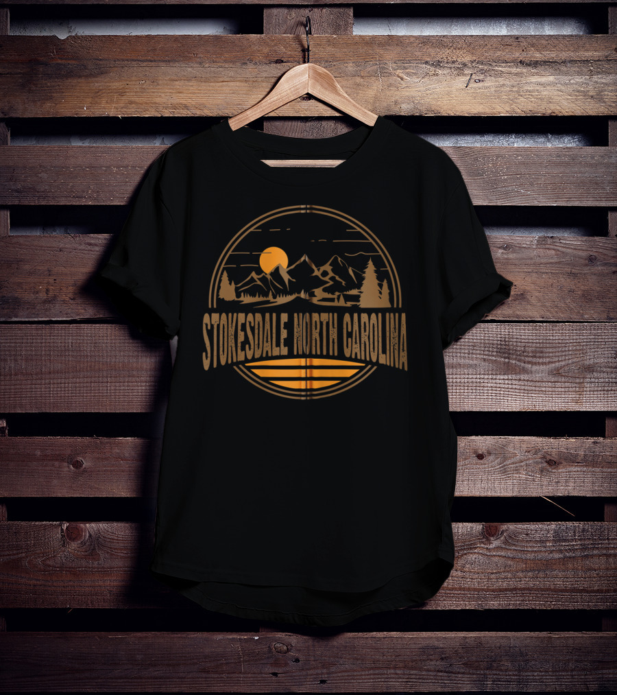 Stokesdale North Carolina Retro Mountain Sunset Scene T-Shirt