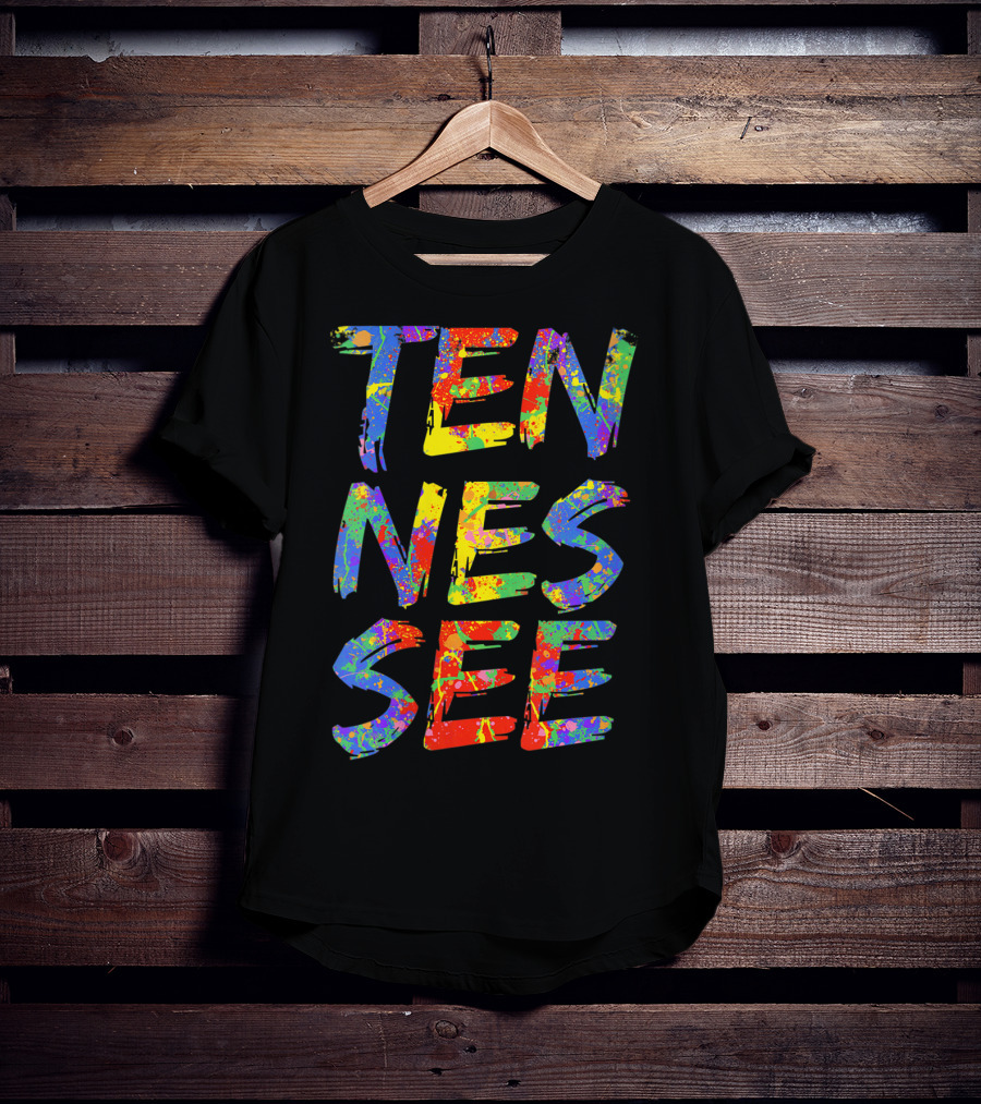 Tennessee Colorful Rainbow Splatter Tn T-Shirt