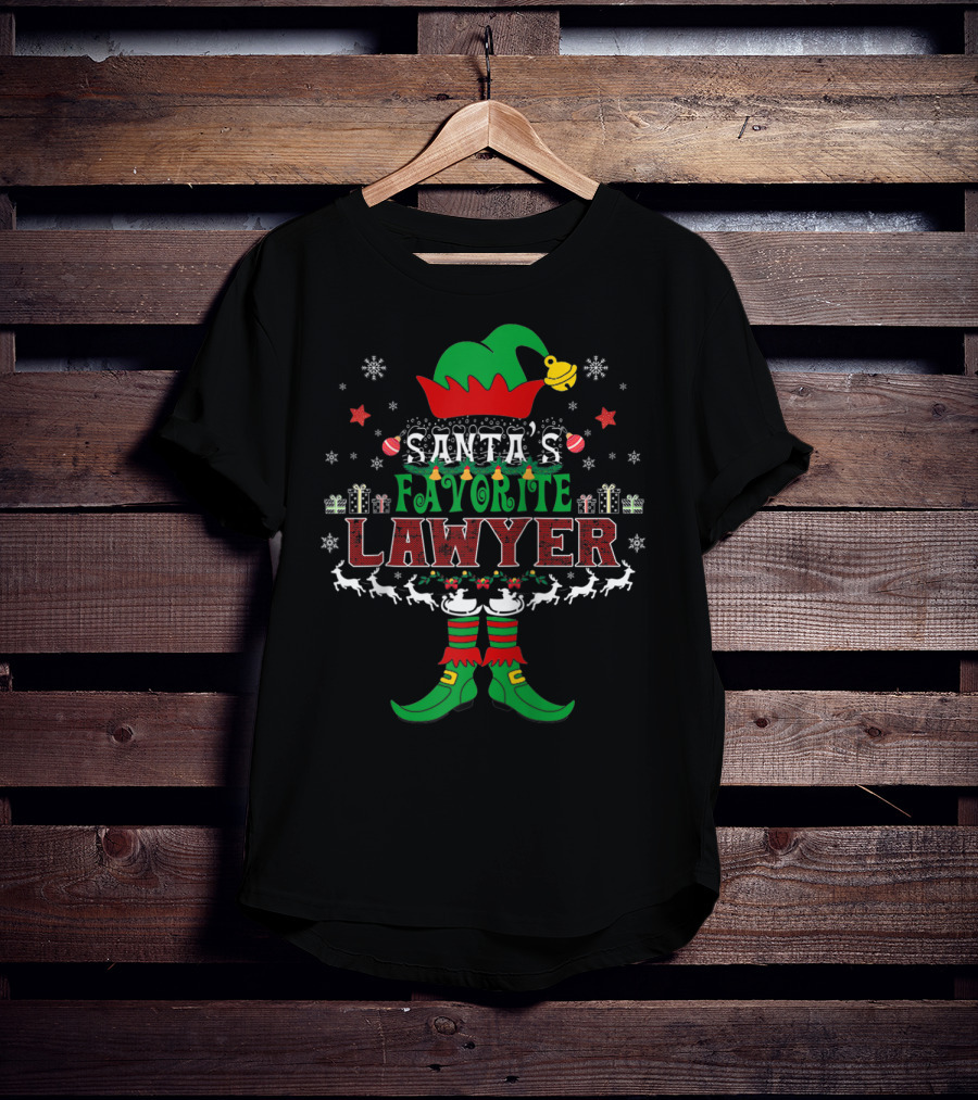 Santa's Favorite Lawyer Festive Elf Reindeer Snowflakes T-Shirt