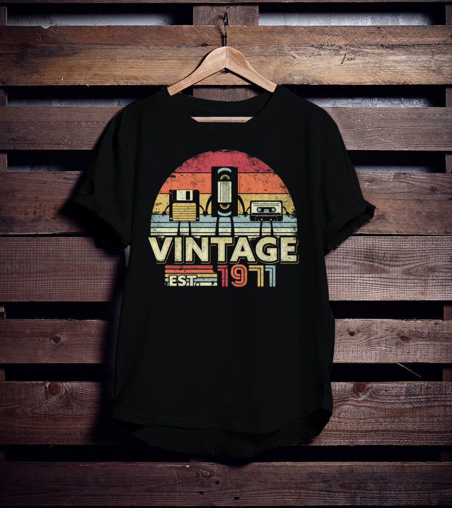 Vintage 1971 Est. Cassette Floppy Disk T-Shirt