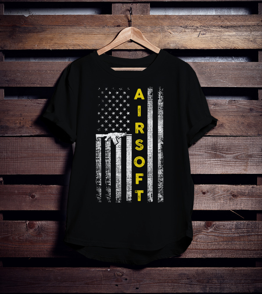 Airsoft Gun American Flag Patriotic United States T-Shirt