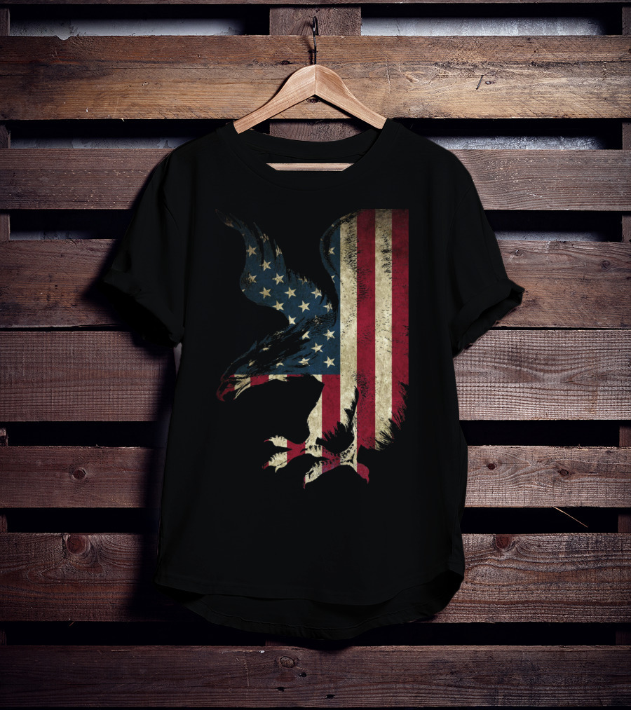 American Patriot Freedom Bald Eagle USA Flag T-Shirt