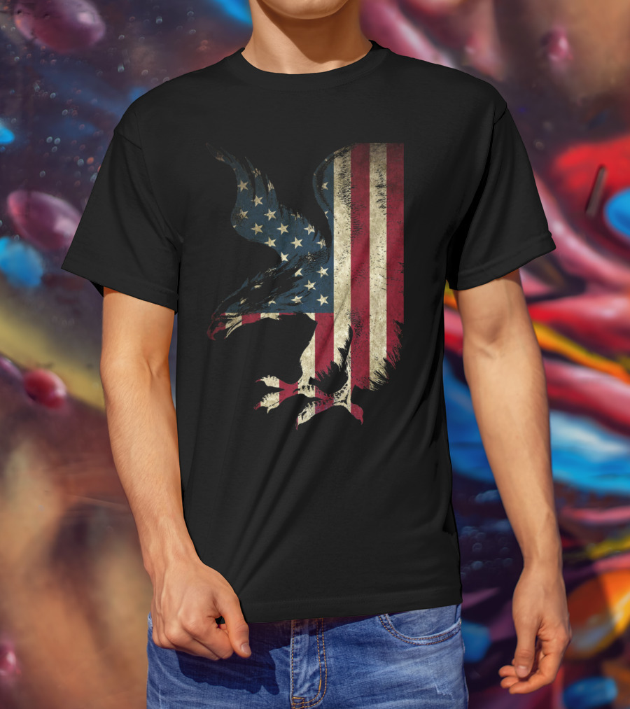 American Patriot Freedom Bald Eagle USA Flag T-Shirt