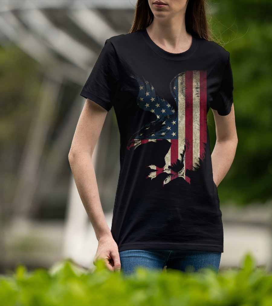 American Patriot Freedom Bald Eagle USA Flag T-Shirt