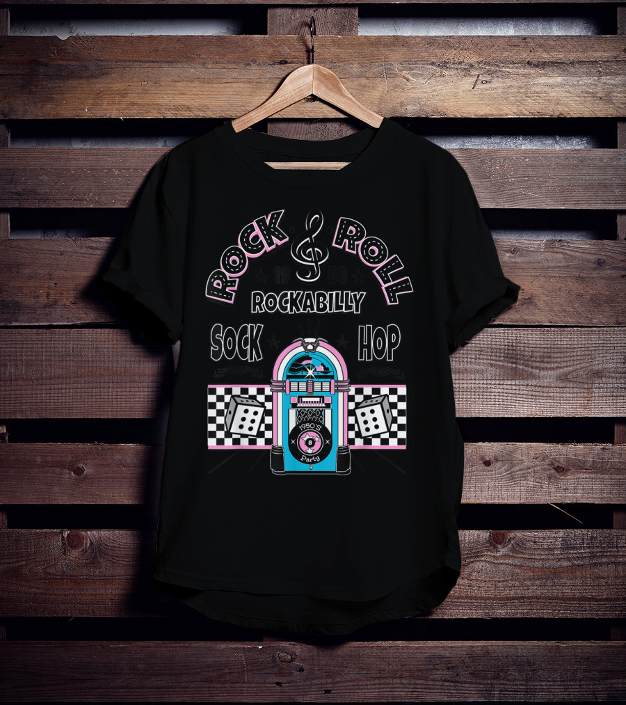 Rock And Roll Rockabilly 1958 Sock Hop Party Jukebox T-Shirt