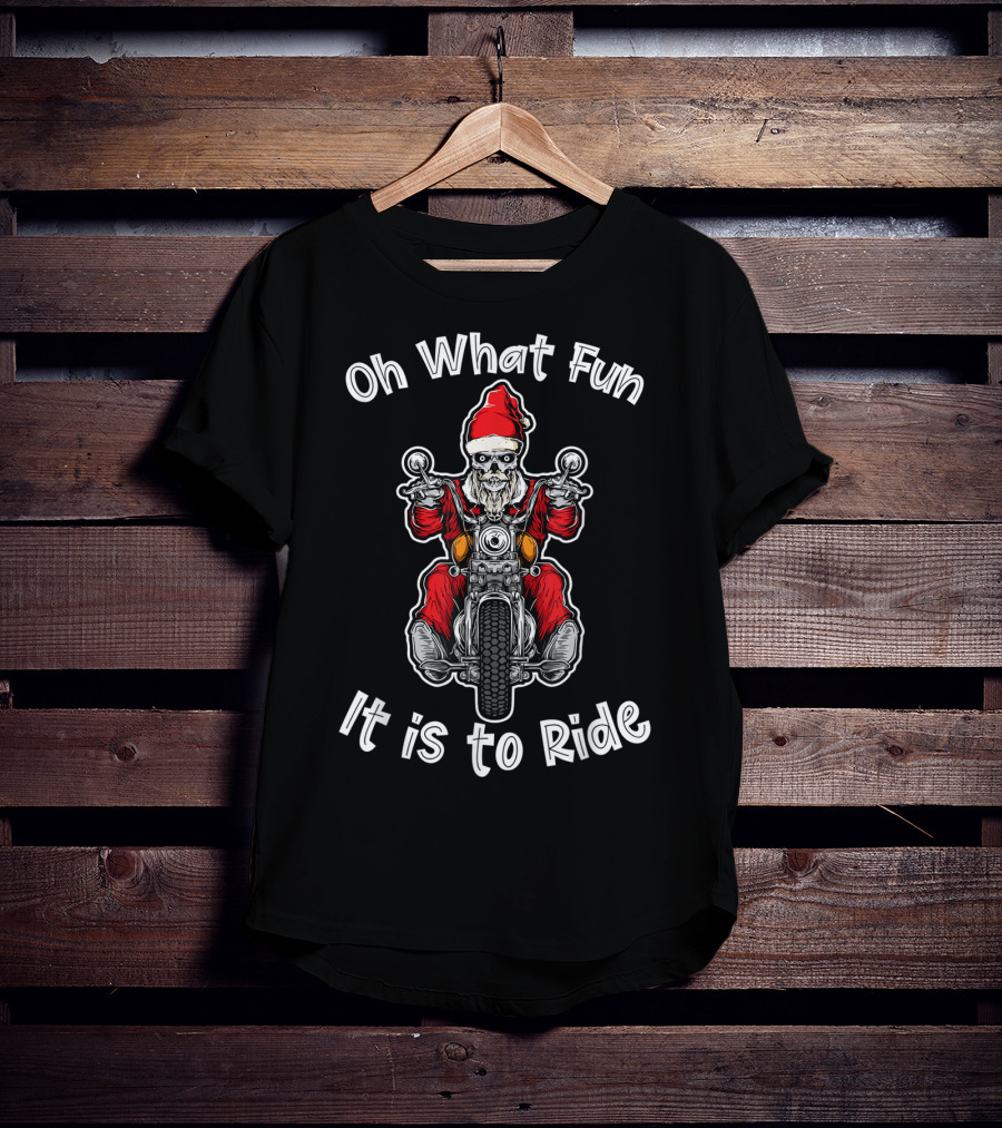 Oh What Fun It Is To Ride Biker Santa Rider T-Shirt