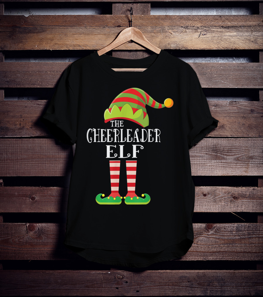 The Cheerleader Elf Matching Family Group Festive Holiday T-Shirt