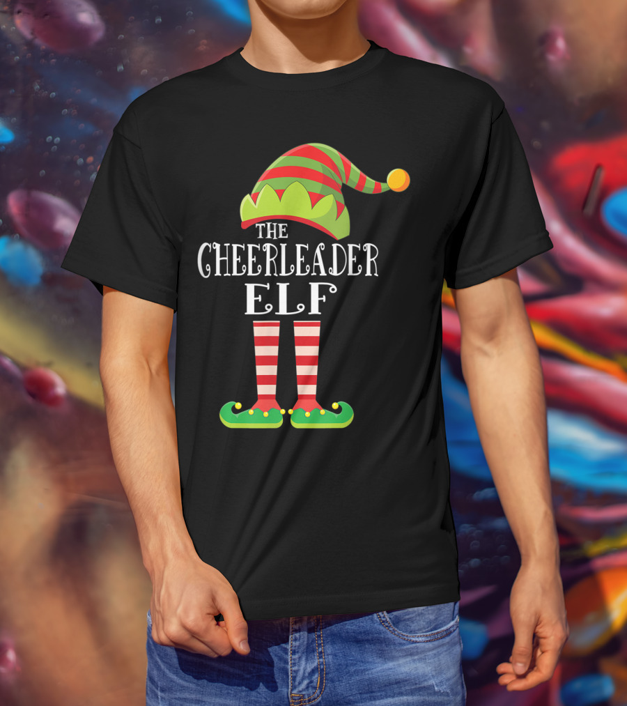 The Cheerleader Elf Matching Family Group Festive Holiday T-Shirt