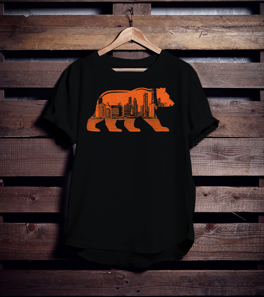 Chicago Football Bear Skyline Orange T-Shirt