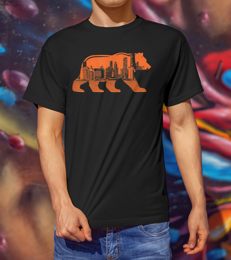 Chicago Football Bear Skyline Orange T-Shirt