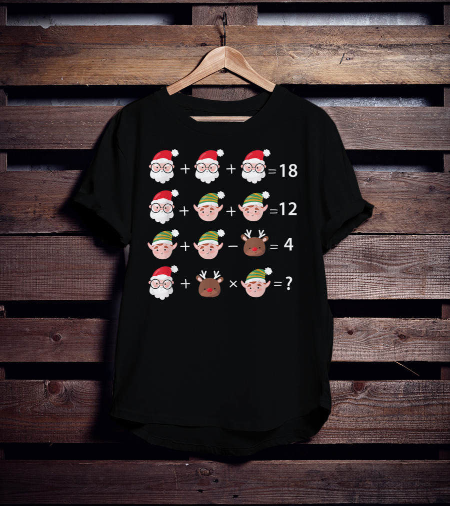 Christmas Math Quiz Santa Claus Elf Reindeer Equation T-Shirt
