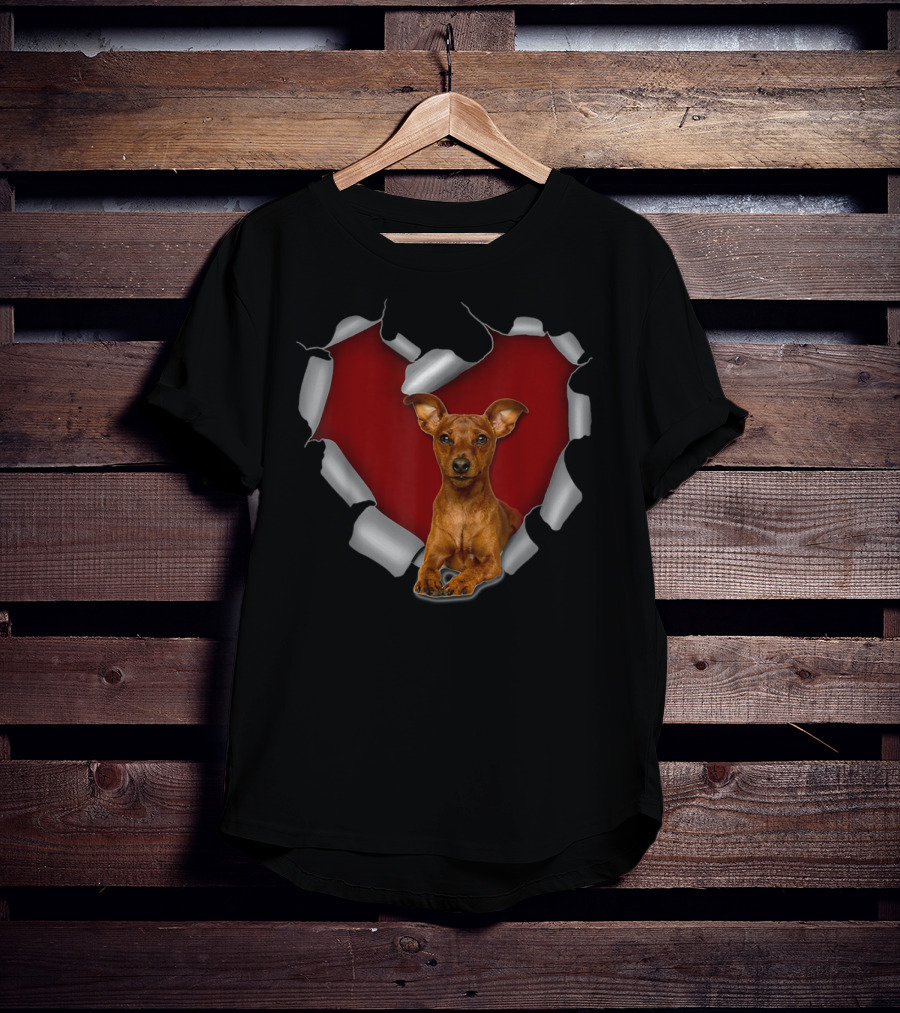 Cute Miniature Pinscher Torn Heart T-Shirt