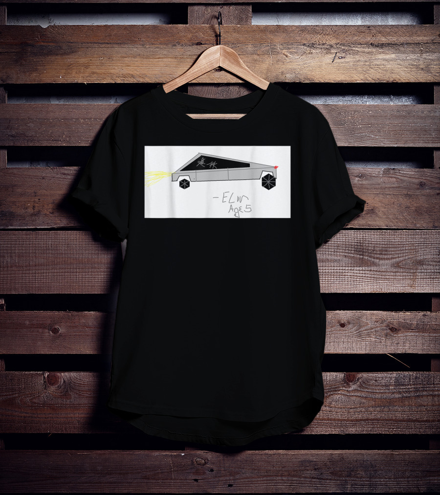 Cyber Futuristic Truck Drawing By Elon Age 5 Child Auto T-Shirt
