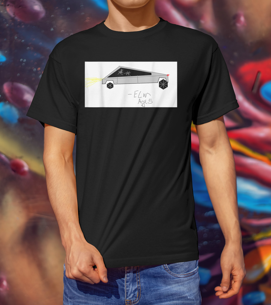 Cyber Futuristic Truck Drawing By Elon Age 5 Child Auto T-Shirt