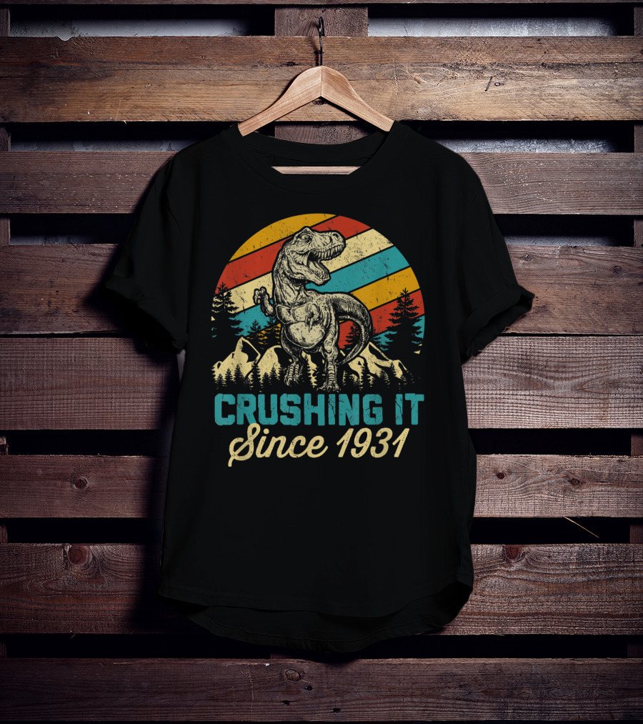 Crushing It Since 1931 Dinosaur 89Th Years Old Birthday Boy T-Shirt