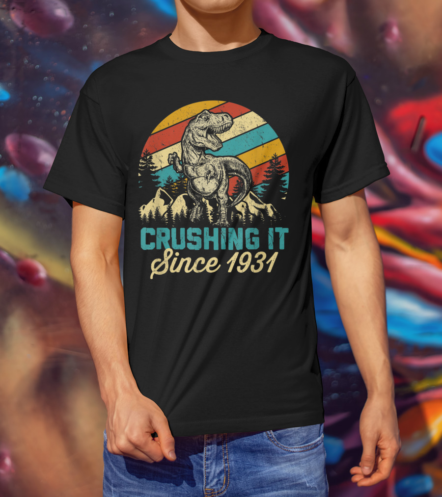 Crushing It Since 1931 Dinosaur 89Th Years Old Birthday Boy T-Shirt