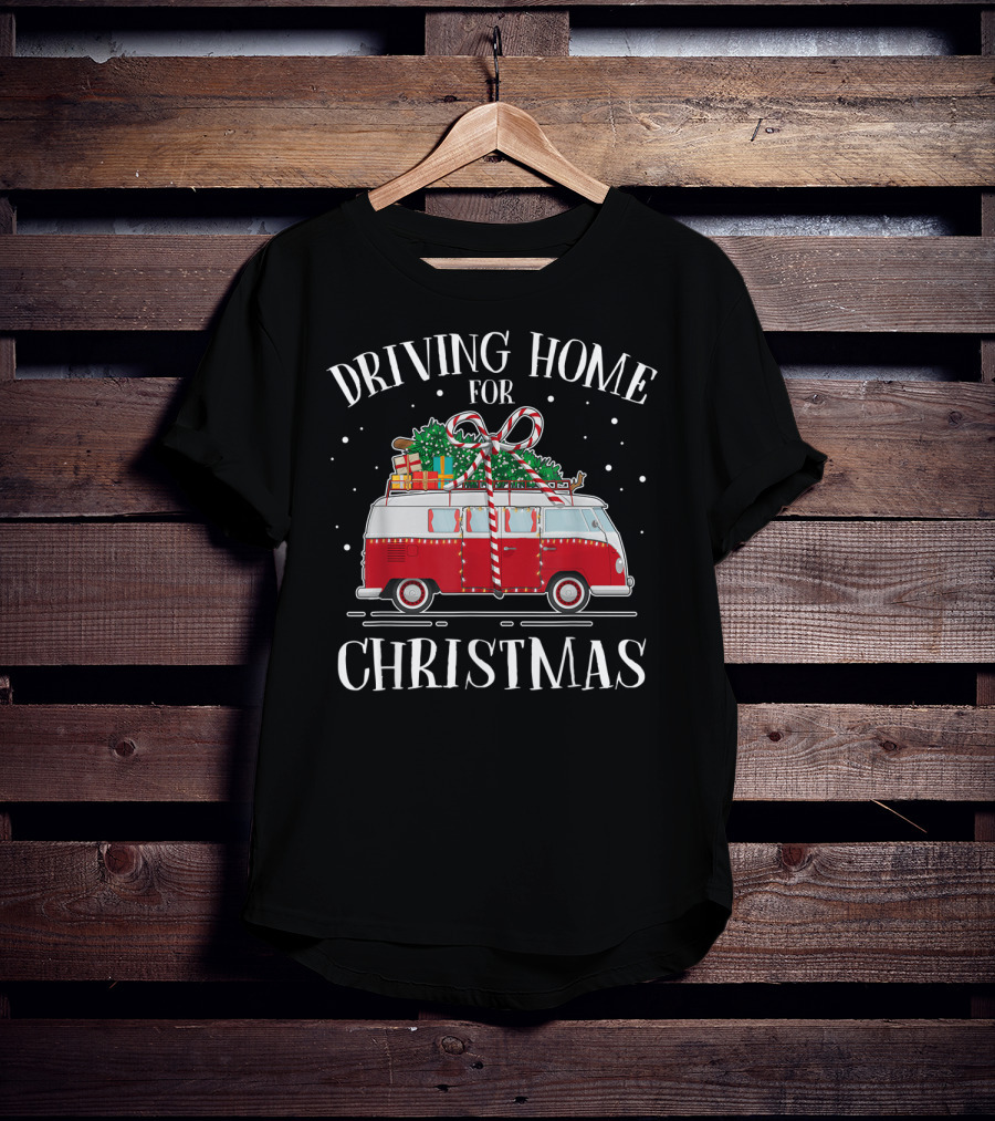 Driving Home For Christmas Red Van With Gifts And Snowflakes T-Shirt