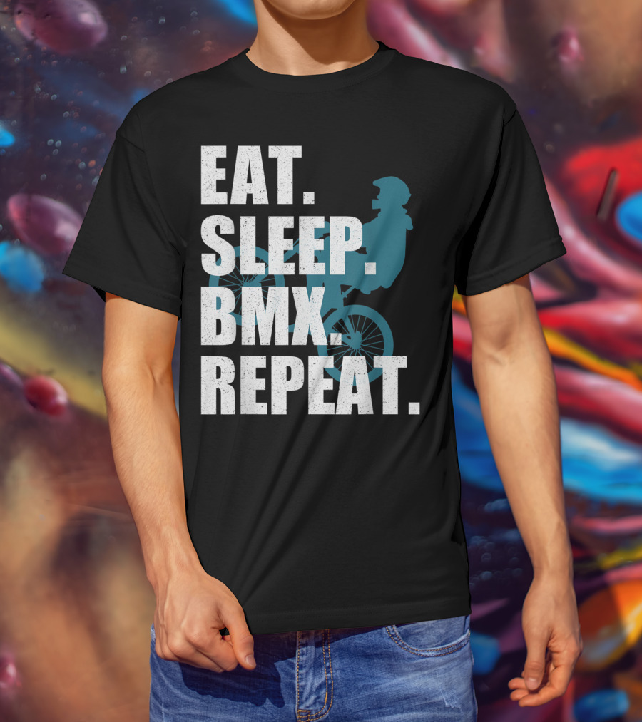 Eat Sleep BMX Repeat Funny Vintage BMX Rider T-Shirt