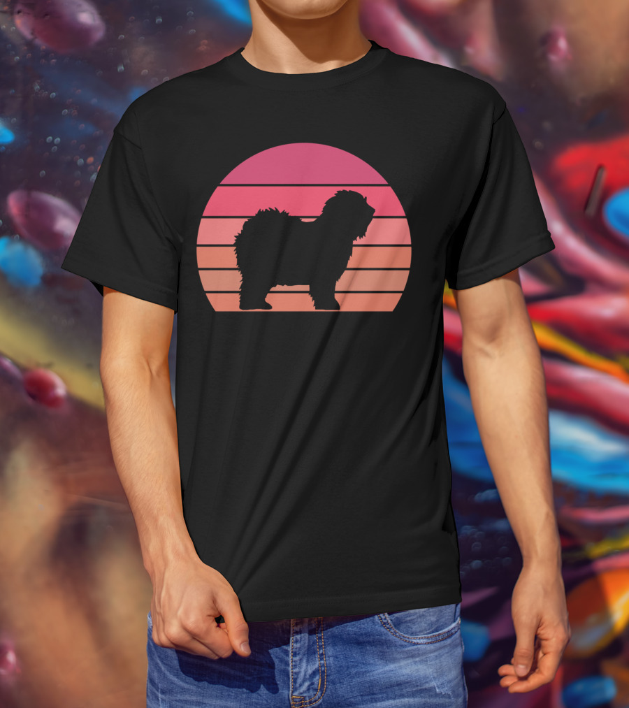 English Sheepdog Cool Vintage Sunset T-Shirt