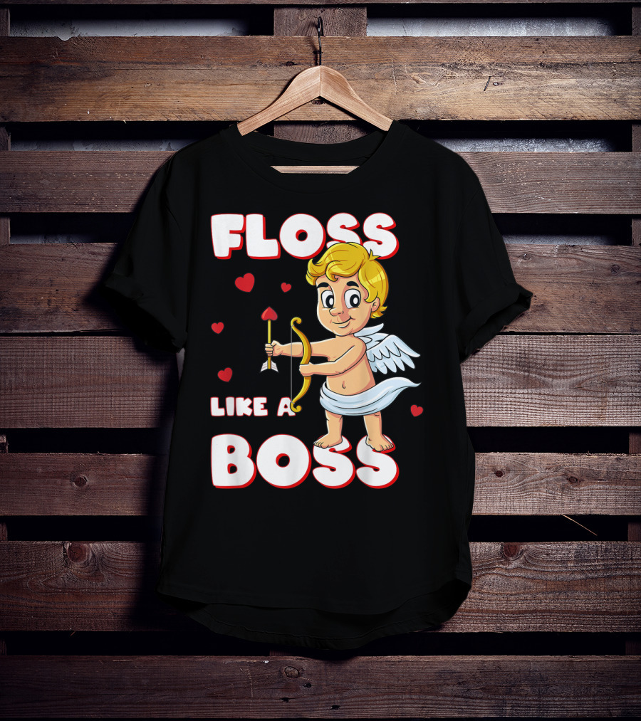 Floss Like A Boss Cupid Valentine's Day Bow Arrow Hearts T-Shirt