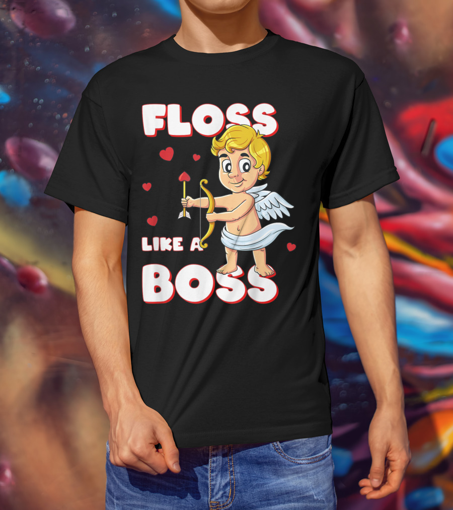Floss Like A Boss Cupid Valentine's Day Bow Arrow Hearts T-Shirt