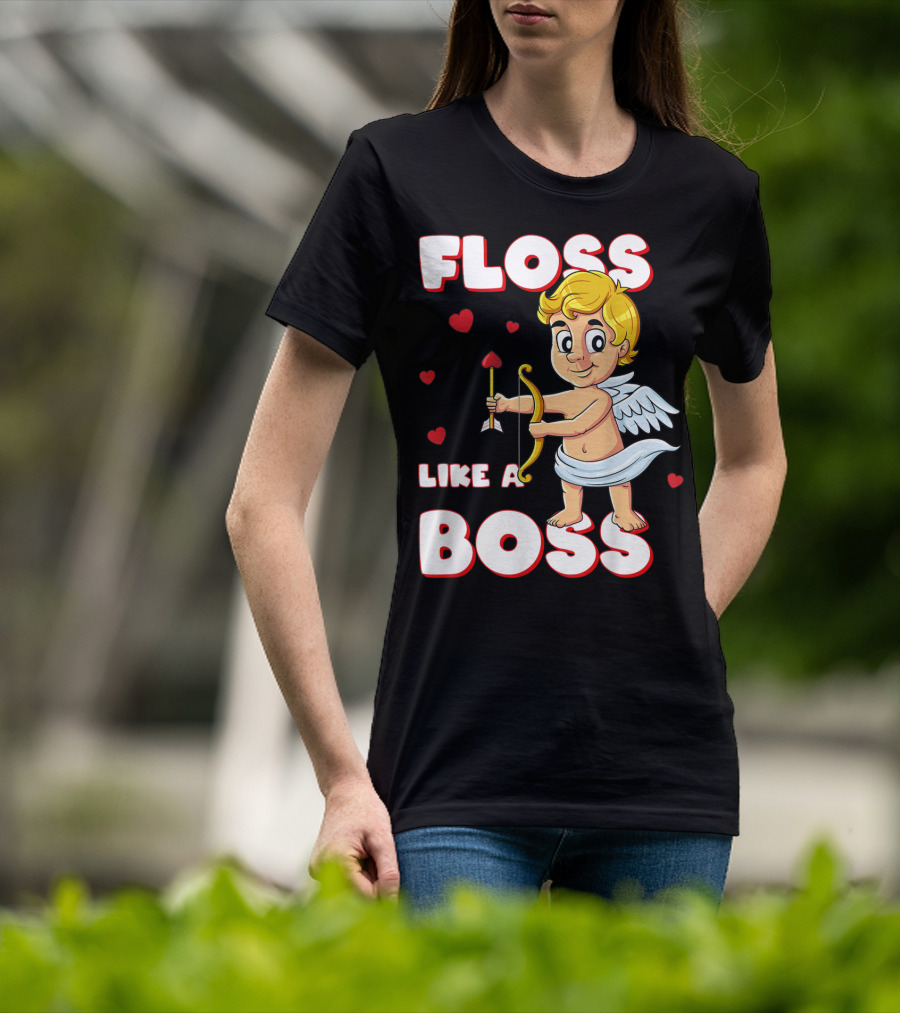 Floss Like A Boss Cupid Valentine's Day Bow Arrow Hearts T-Shirt