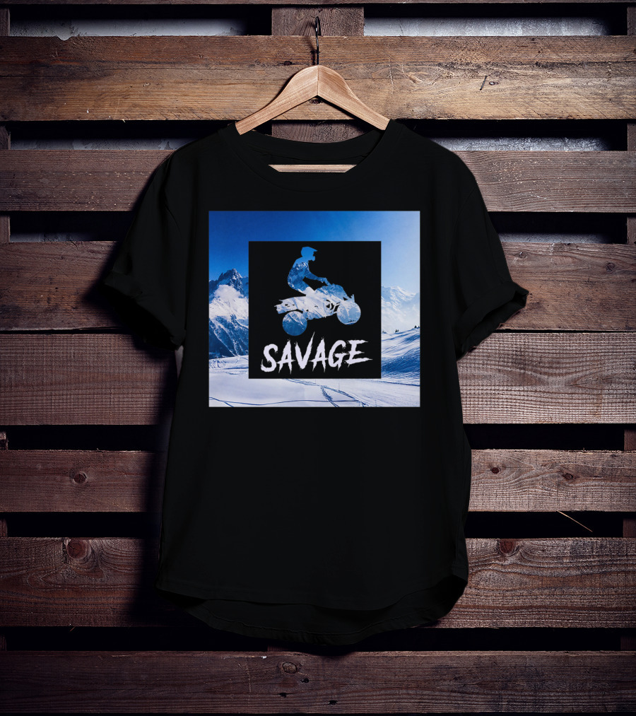 Savage Quad Bike Adventure 4Wheeler ATV In Snowy Mountains T-Shirt