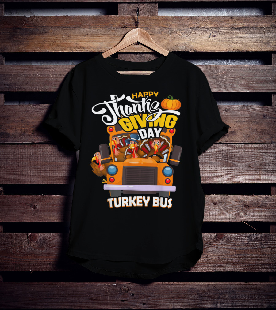 Happy Thanksgiving Day Turkey Bus T-Shirt