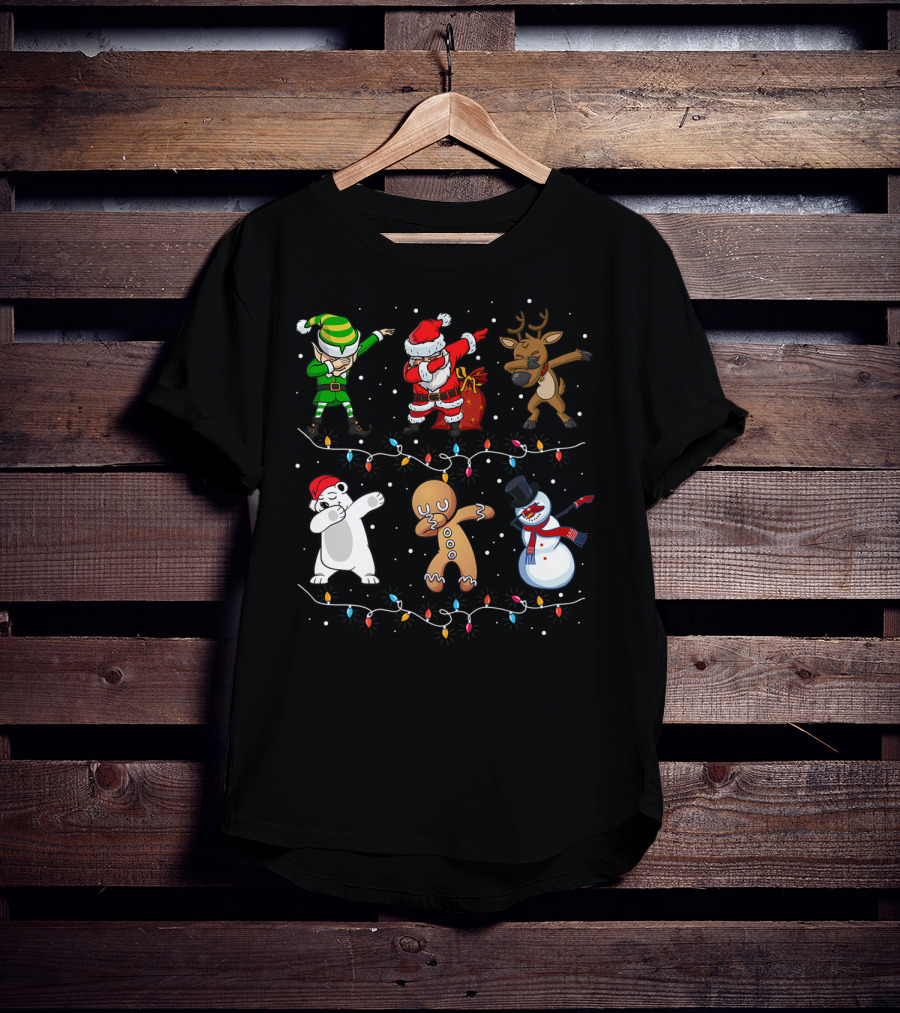 Funny Dabbing Santa Elf Reindeer Polar Bear Gingerbread Snowman T-Shirt