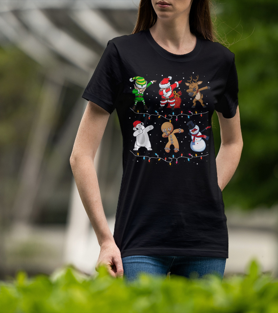 Funny Dabbing Santa Elf Reindeer Polar Bear Gingerbread Snowman T-Shirt